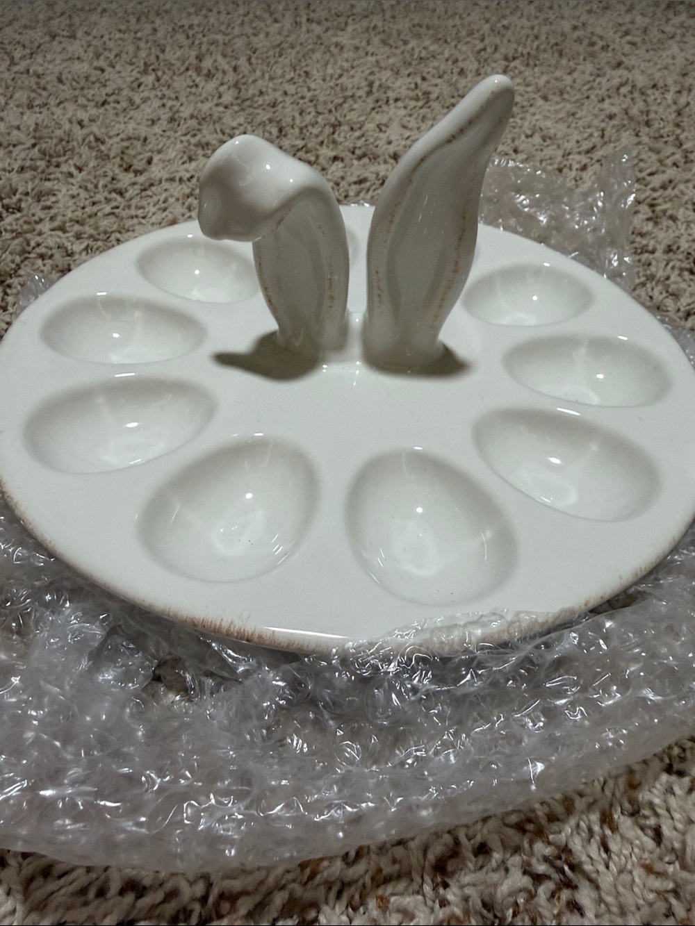 Southern Living At Home White Ceramic Bunny Egg Serving Tray